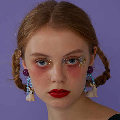 【2pattern】ラビットモチーフフープイヤーアクセサリー　《Z00795》