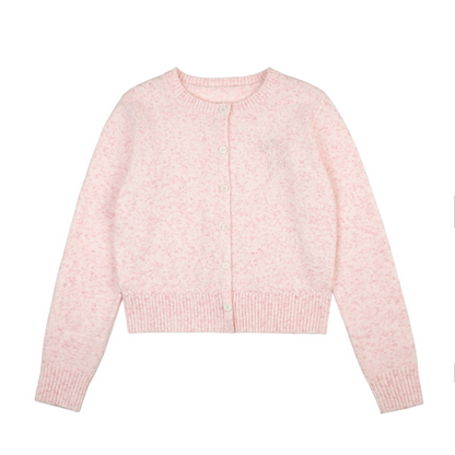 【2color】フラワー刺繍入りリブ編みセットアップカーディガン《Z00831》