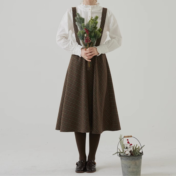 チェックサスペンダースカート Z00151