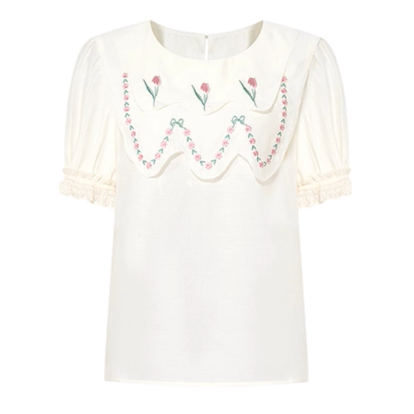 ノスタルジック花刺繍ブラウス《Z01057》