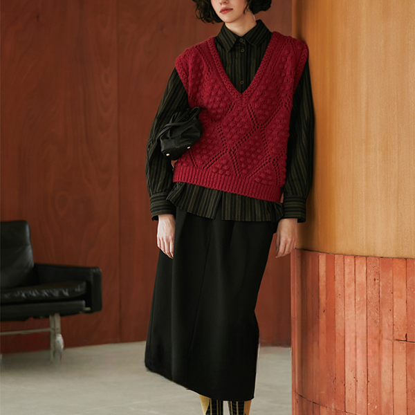 ストライプポロカラールーズシャツ　《Z00813》