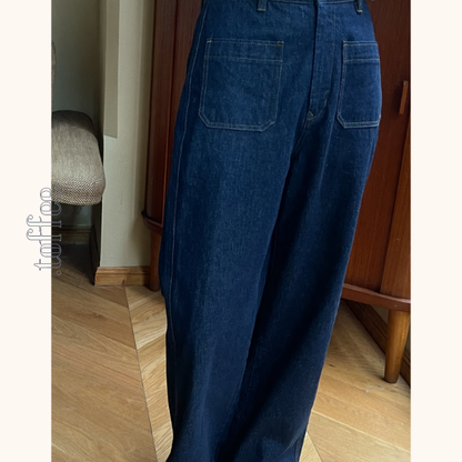 インディゴブルーワイドデニムパンツ　Z00404