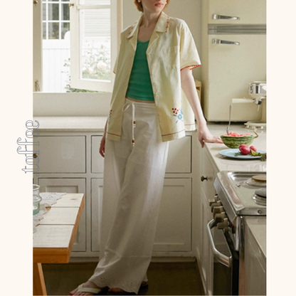 花柄刺繍コットンシャツ《Z00958》