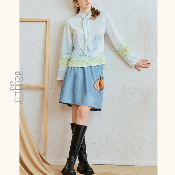 幻想アートプリントスカート《Z01062》