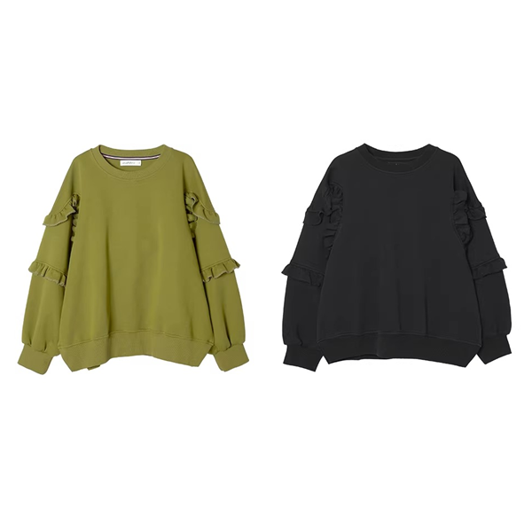 【2color】ティアード袖フリルの甘辛スウェット《Z01351》