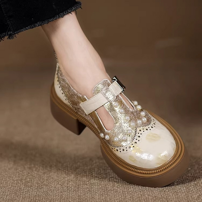 【2color】パール煌めくレトロメリージェーン《Z01343》