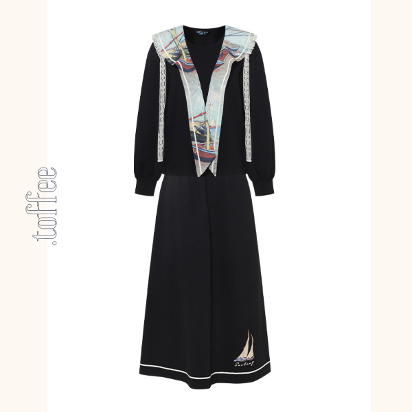 ゴッホの舟と夢の海、セーラーワンピース《Z01149》