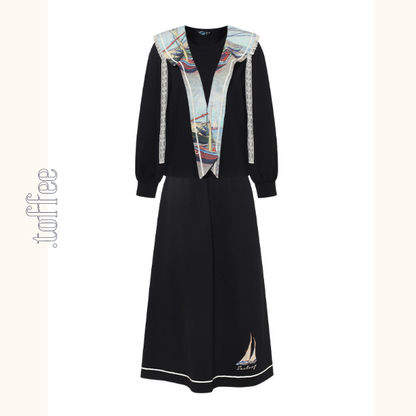 ゴッホの舟と夢の海、セーラーワンピース《Z01149》