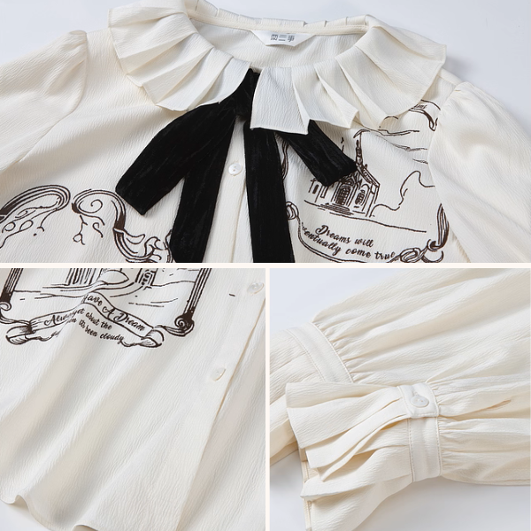 黒リボンと夢の風景ブラウス《Z01131》